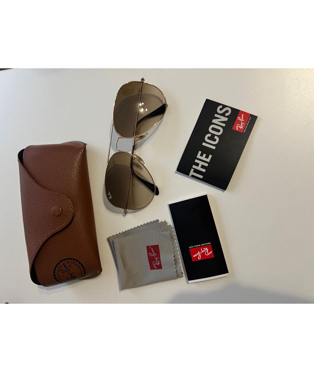 RAY BAN Коричневые металлические солнцезащитные очки, фото 3