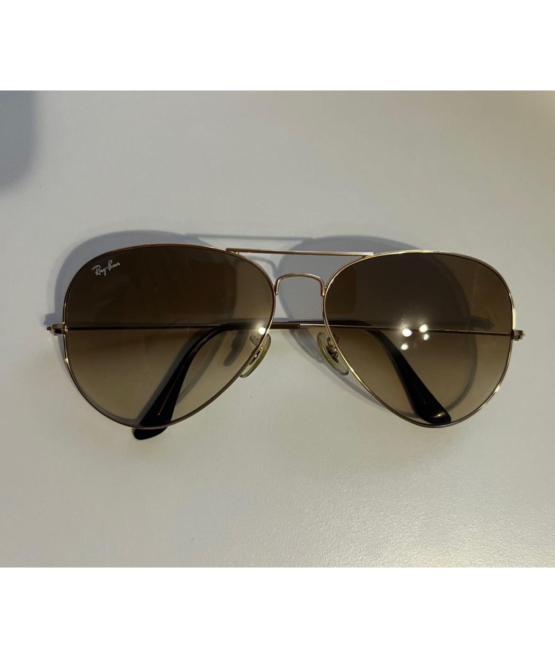 RAY BAN Коричневые металлические солнцезащитные очки, фото 5