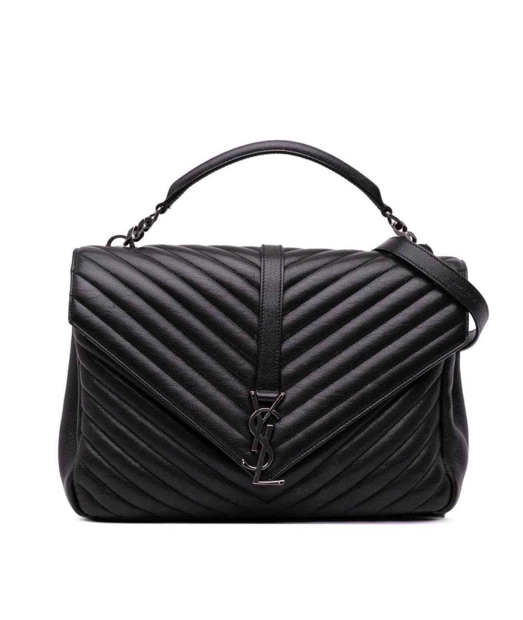SAINT LAURENT Черная кожаная сумка через плечо, фото 8