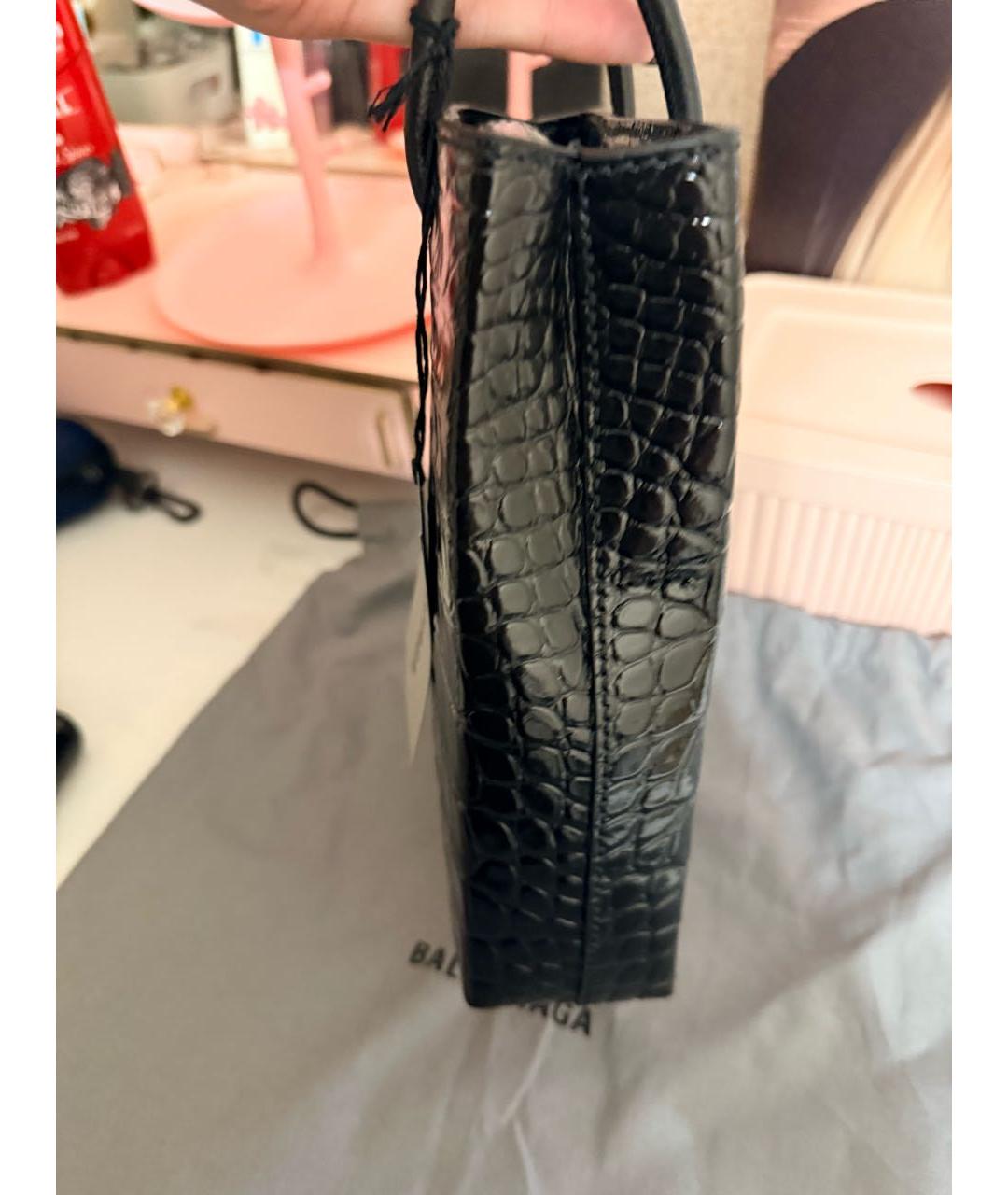 BALENCIAGA Черная кожаная сумка тоут, фото 3