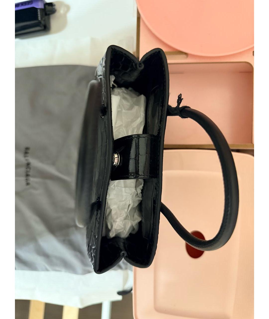 BALENCIAGA Черная кожаная сумка тоут, фото 5