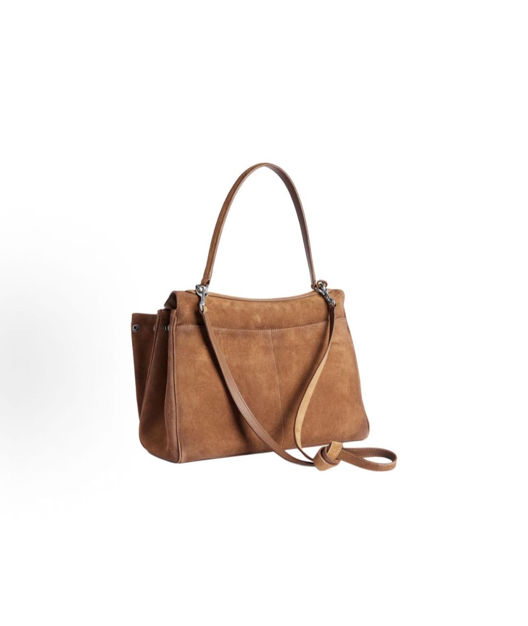 BALENCIAGA Коричневая замшевая сумка с короткими ручками, фото 3