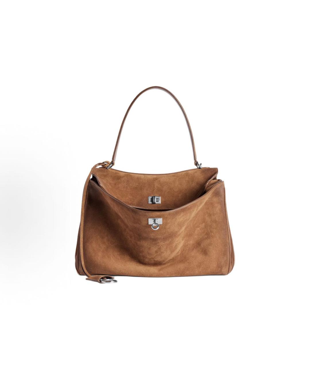 BALENCIAGA Коричневая замшевая сумка с короткими ручками, фото 7