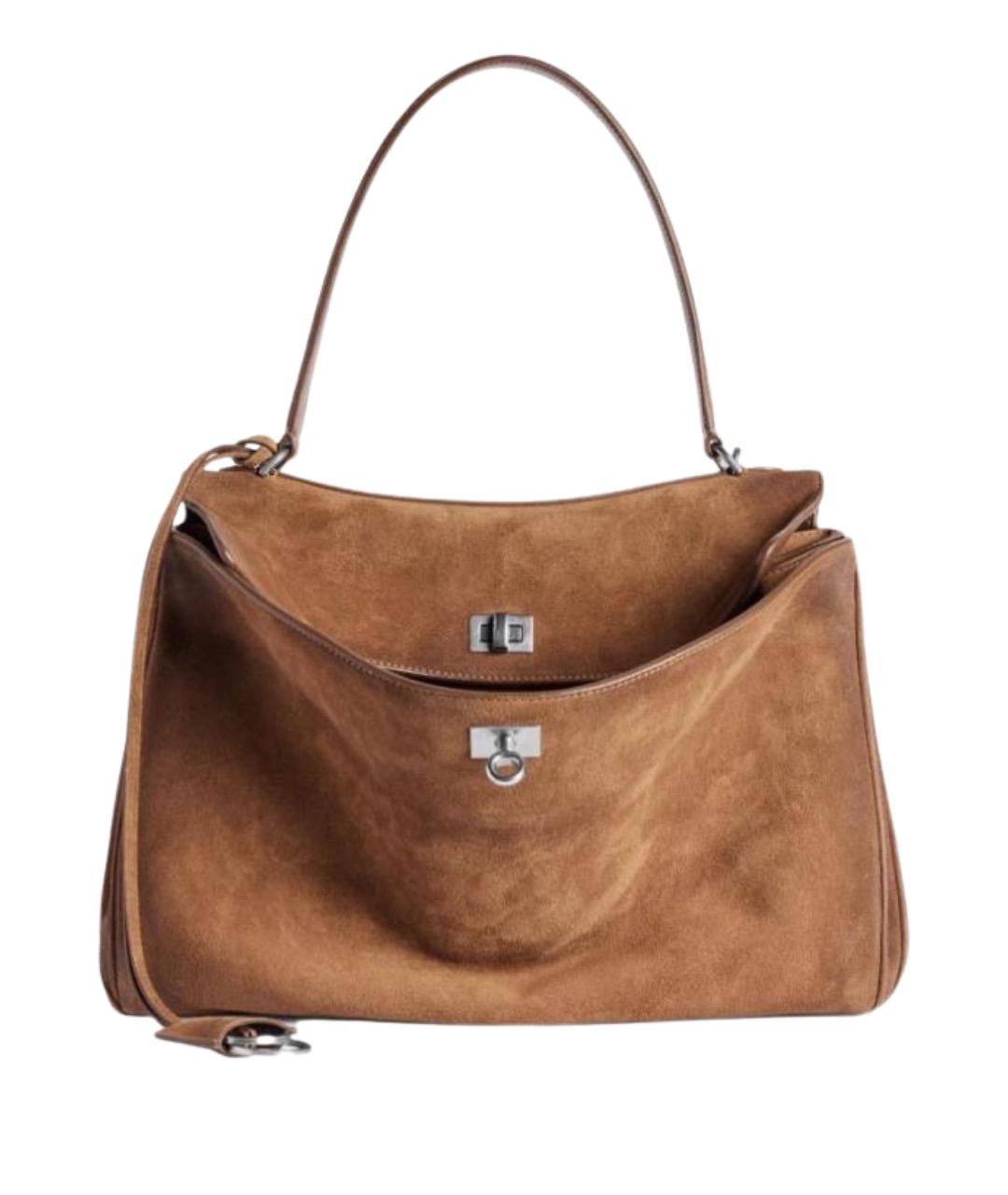 BALENCIAGA Коричневая замшевая сумка с короткими ручками, фото 1