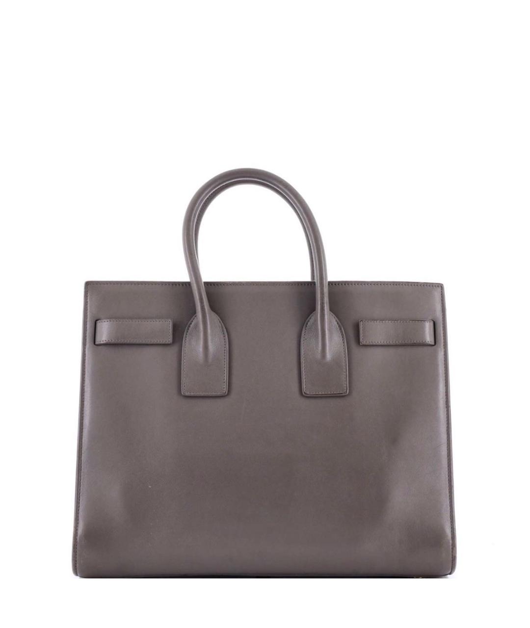 SAINT LAURENT Серая кожаная сумка тоут, фото 3