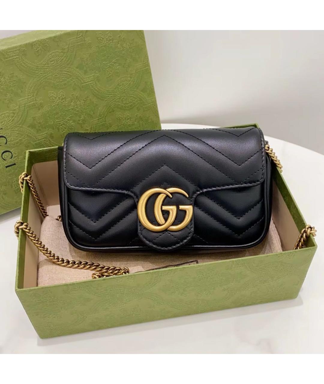 GUCCI Черная кожаная сумка через плечо, фото 2