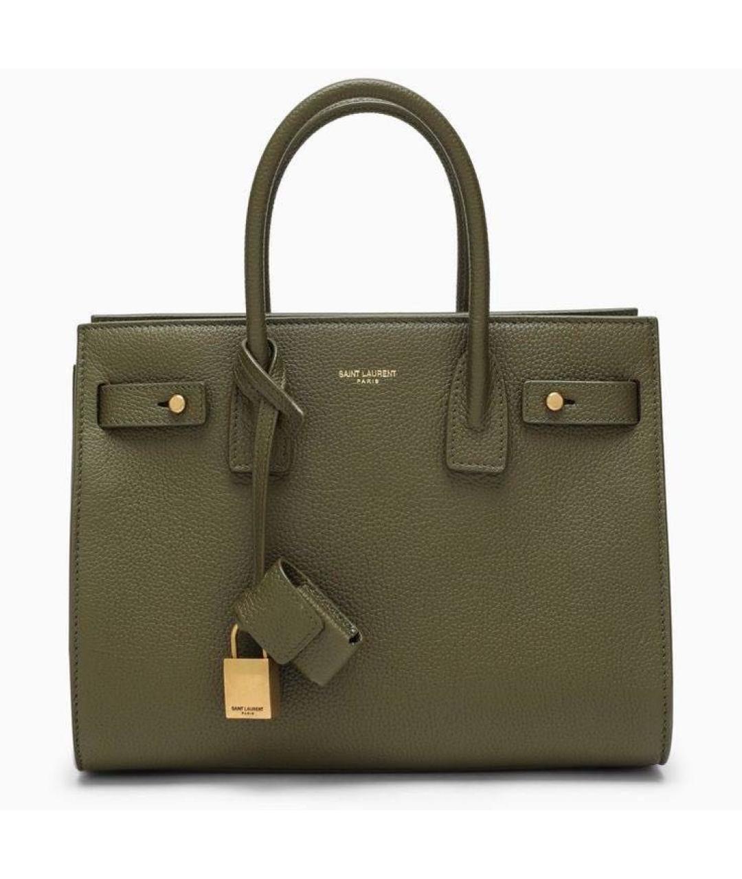 SAINT LAURENT Хаки кожаная сумка через плечо, фото 6