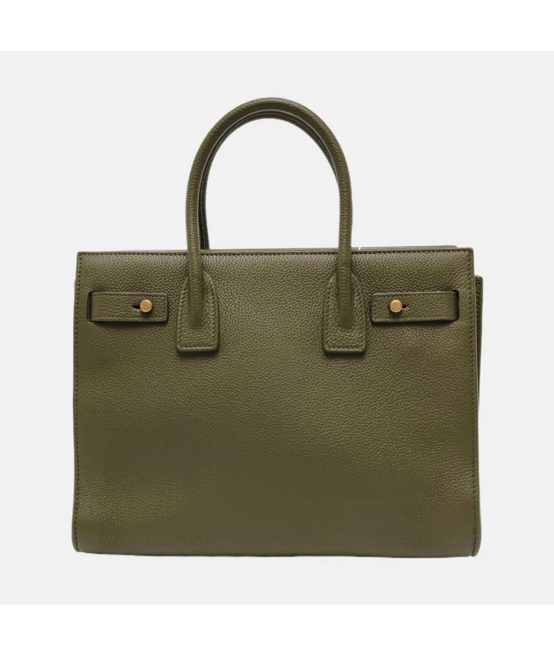 SAINT LAURENT Хаки кожаная сумка через плечо, фото 2