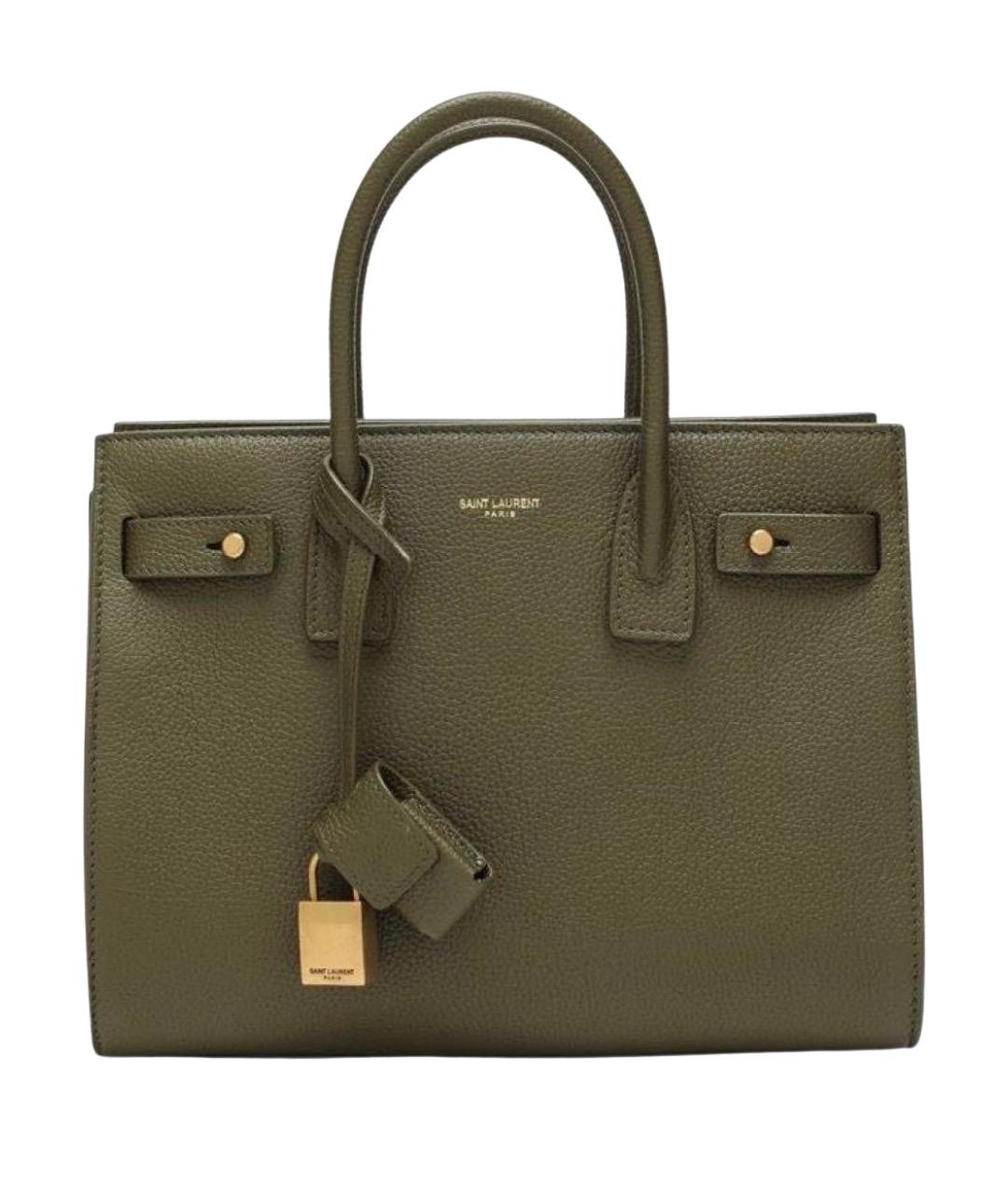 SAINT LAURENT Хаки кожаная сумка через плечо, фото 1