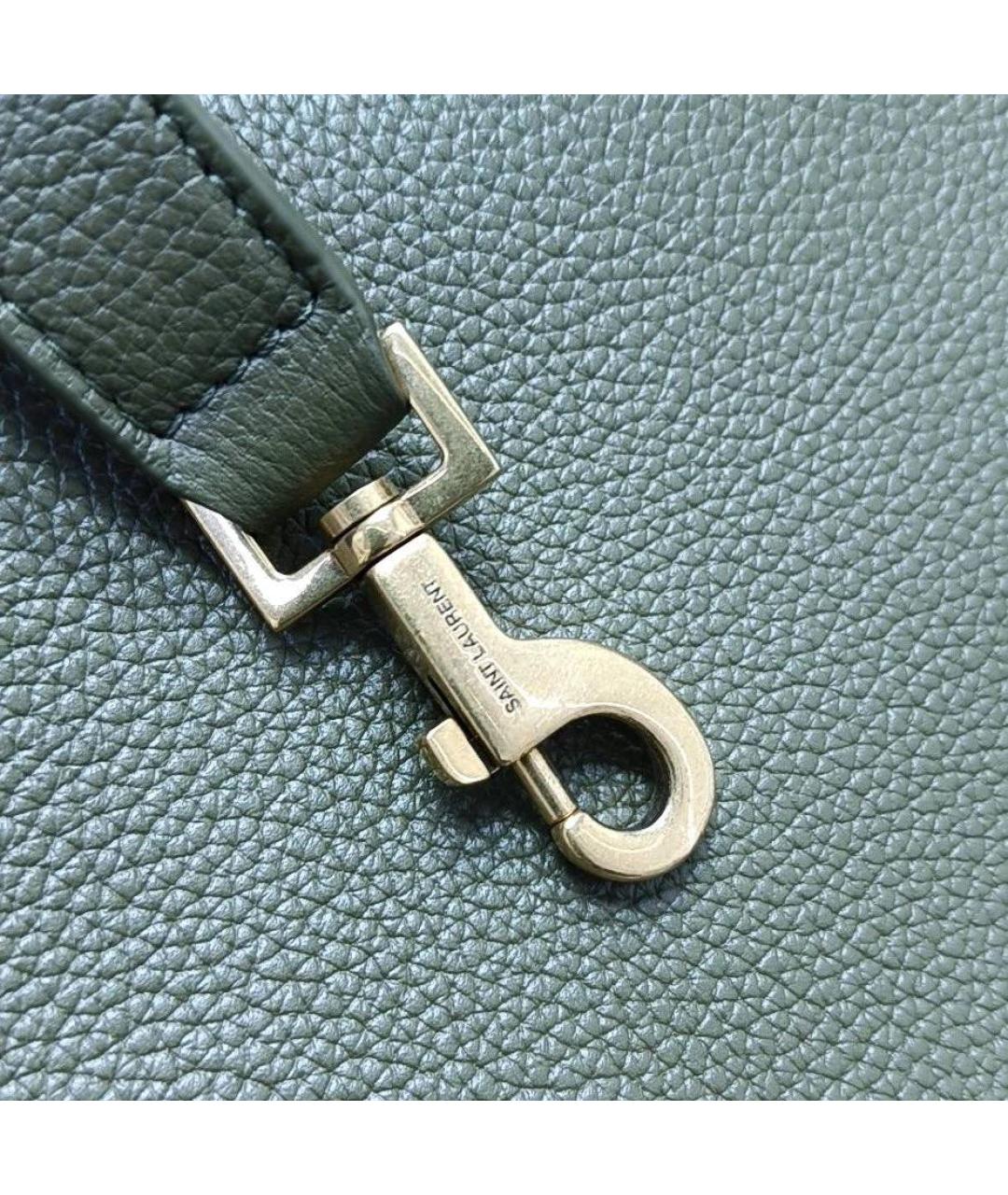 SAINT LAURENT Хаки кожаная сумка через плечо, фото 5