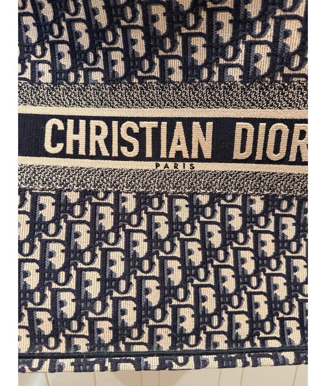 CHRISTIAN DIOR Темно-синяя жаккардовая сумка тоут, фото 3