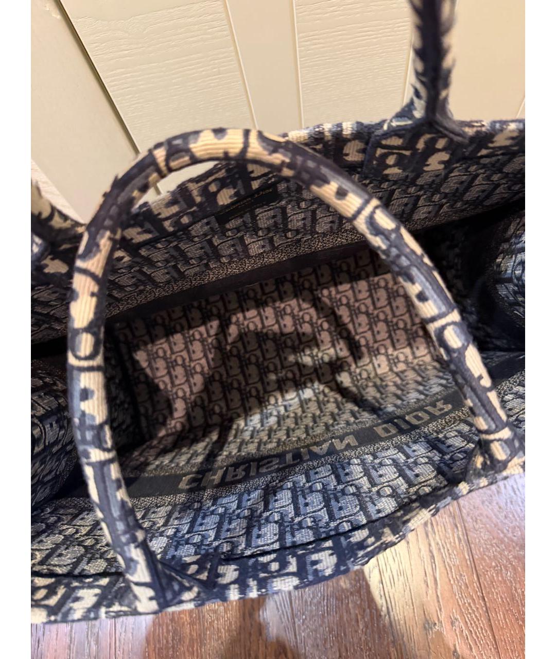 CHRISTIAN DIOR Темно-синяя жаккардовая сумка тоут, фото 2
