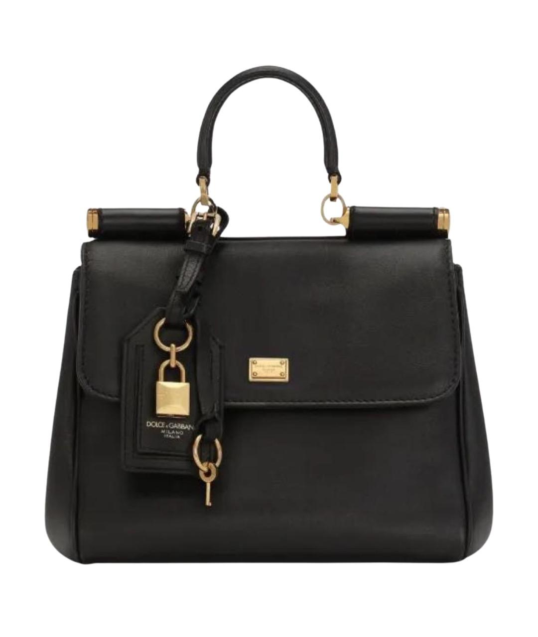 DOLCE&GABBANA Черная кожаная сумка тоут, фото 1