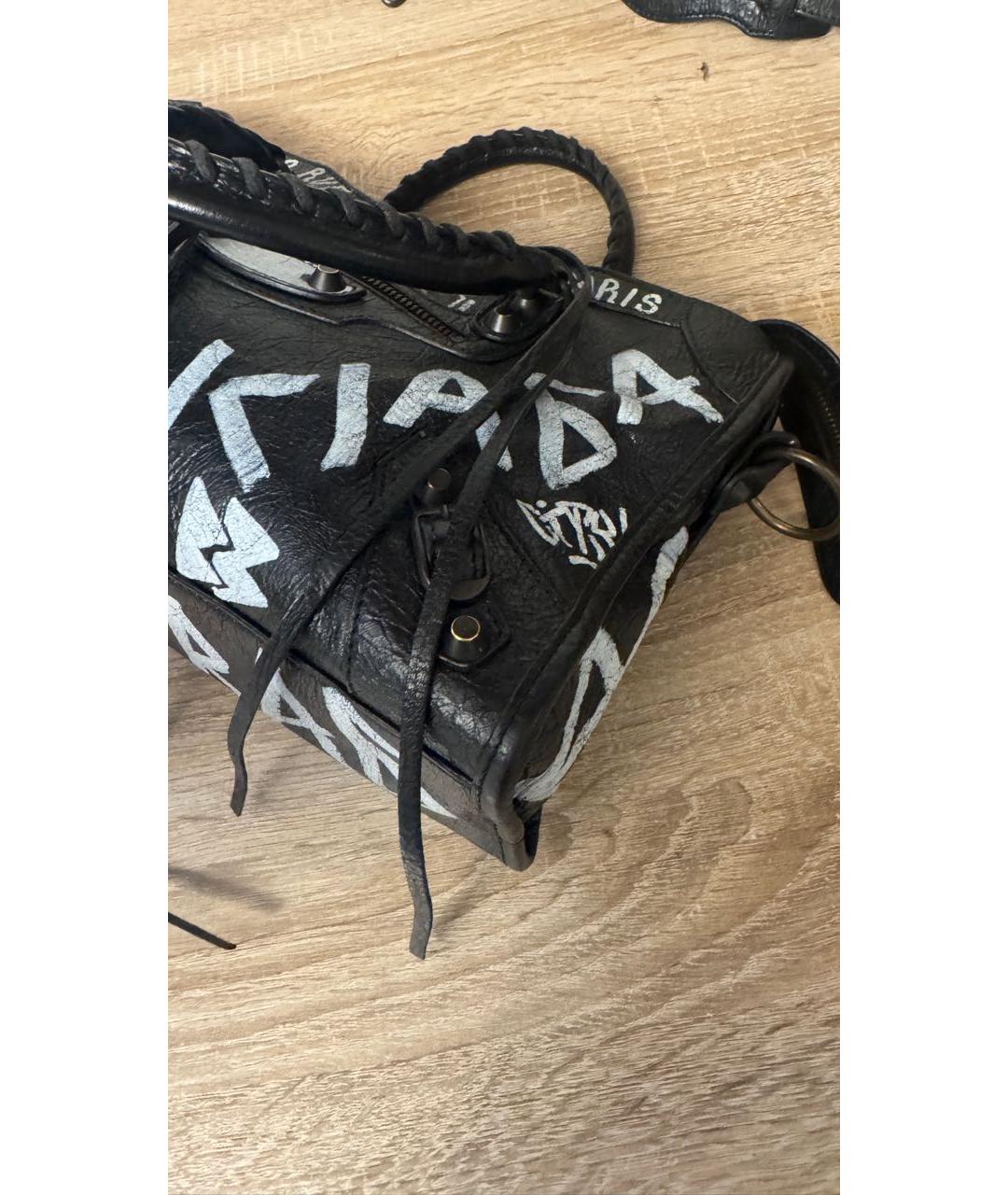 BALENCIAGA Черная кожаная сумка с короткими ручками, фото 4