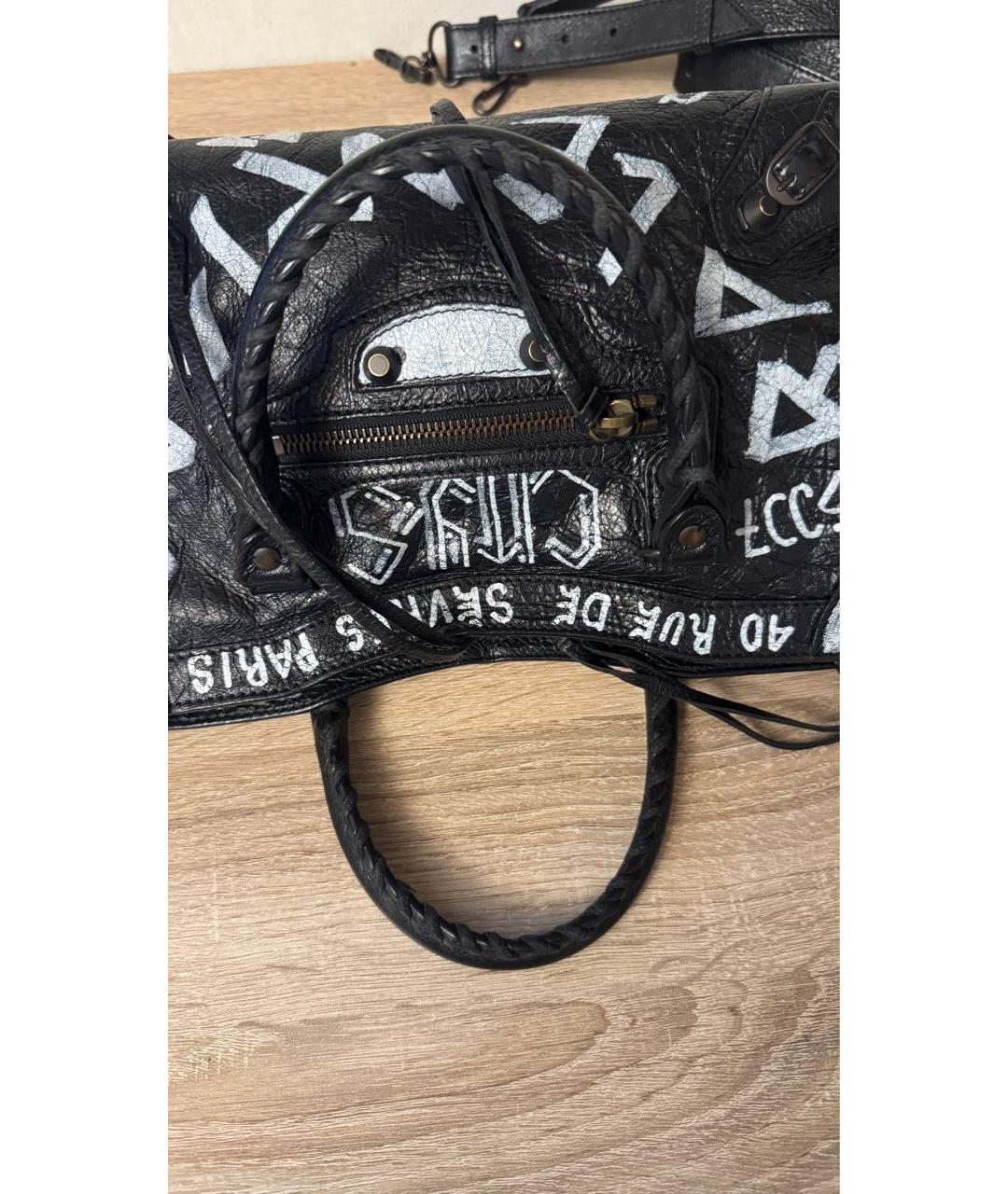 BALENCIAGA Черная кожаная сумка с короткими ручками, фото 8