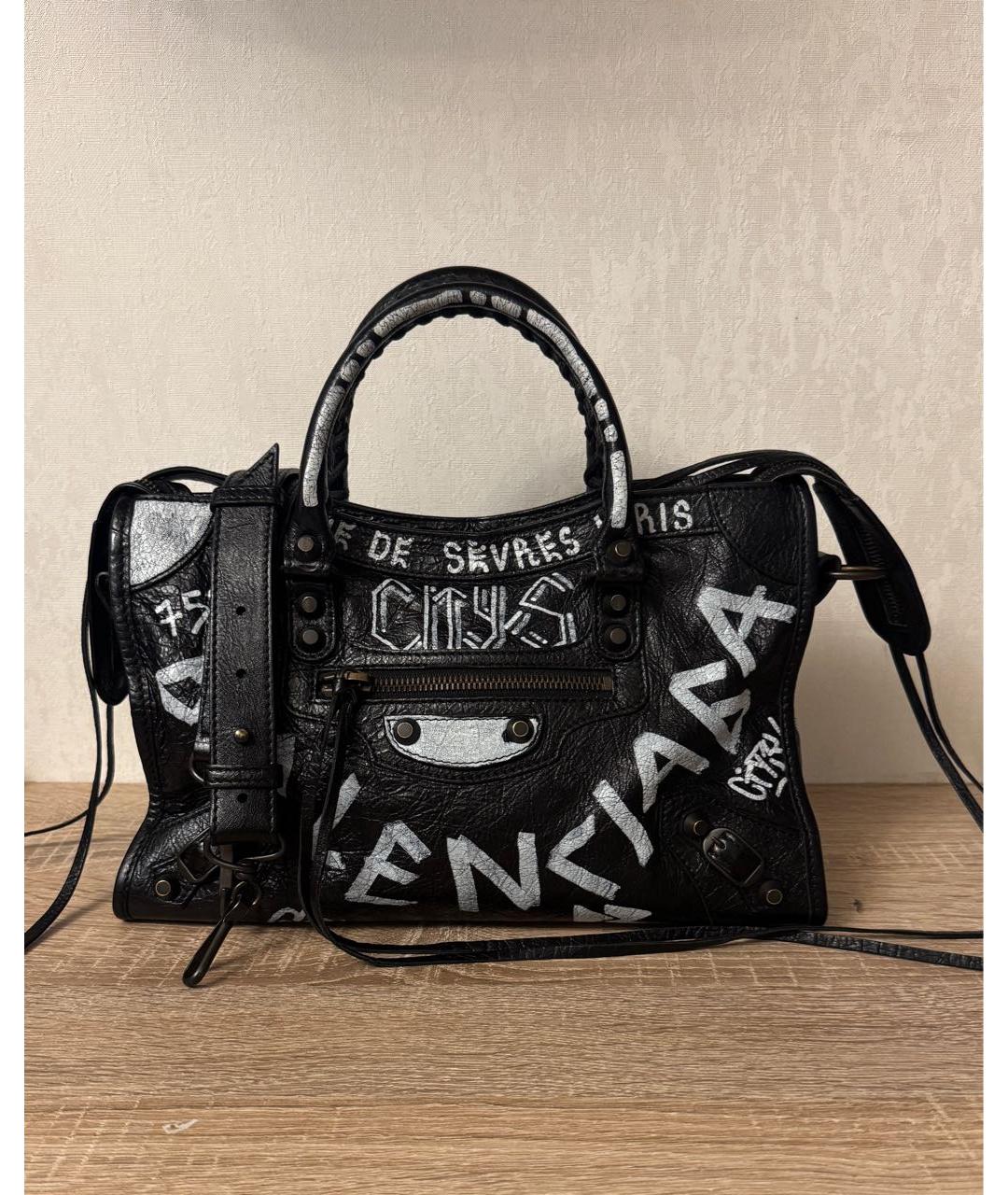 BALENCIAGA Черная кожаная сумка с короткими ручками, фото 9