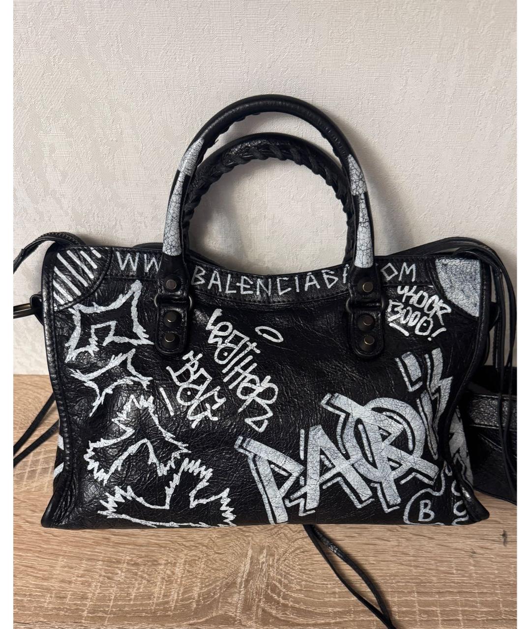 BALENCIAGA Черная кожаная сумка с короткими ручками, фото 2