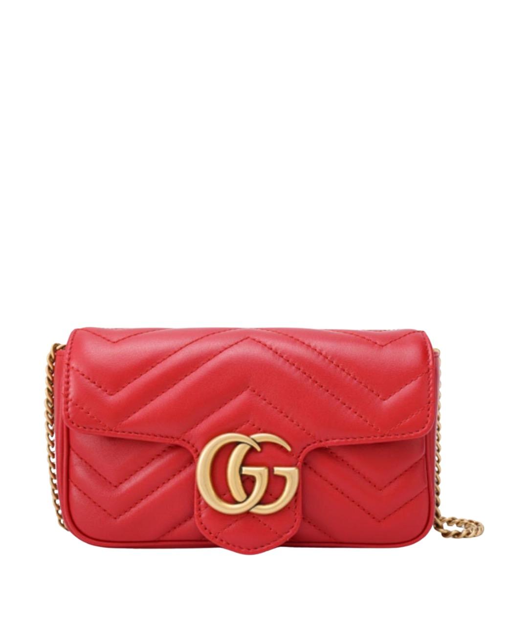 GUCCI Красная кожаная сумка через плечо, фото 1