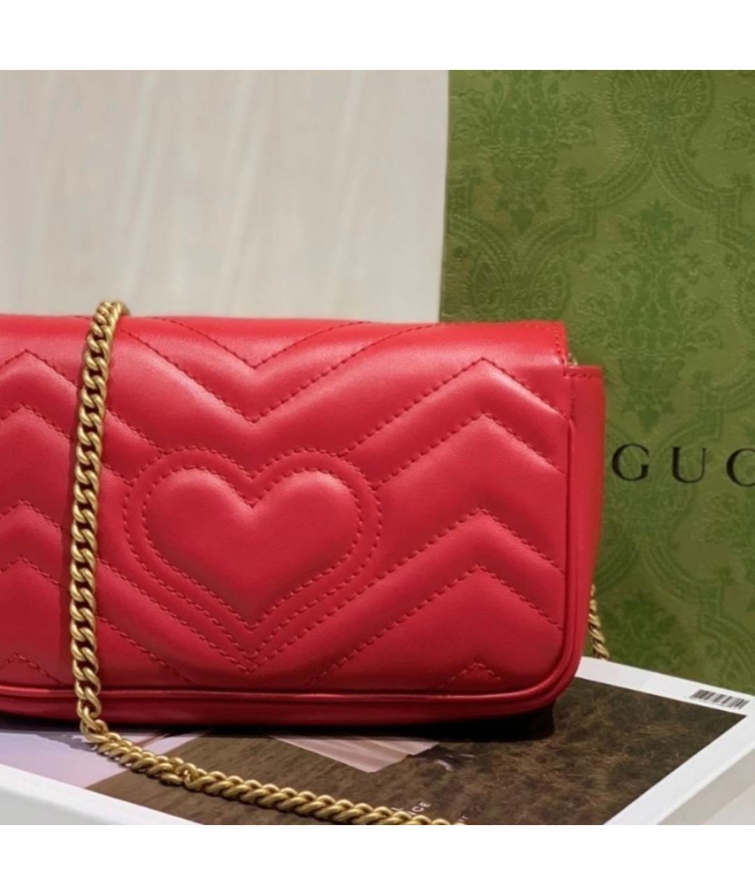 GUCCI Красная кожаная сумка через плечо, фото 3