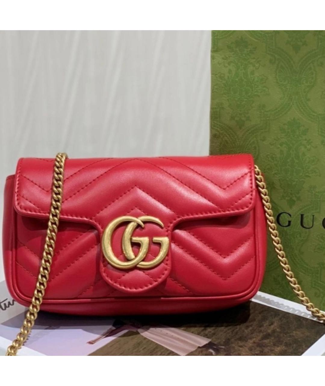 GUCCI Красная кожаная сумка через плечо, фото 2