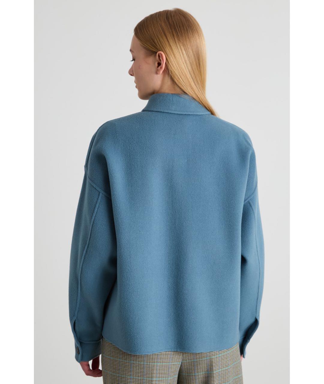 WEEKEND MAX MARA Голубое шерстяное пальто, фото 2