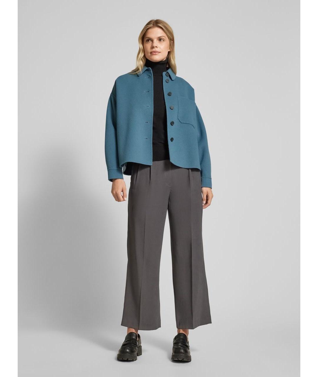 WEEKEND MAX MARA Голубое шерстяное пальто, фото 7