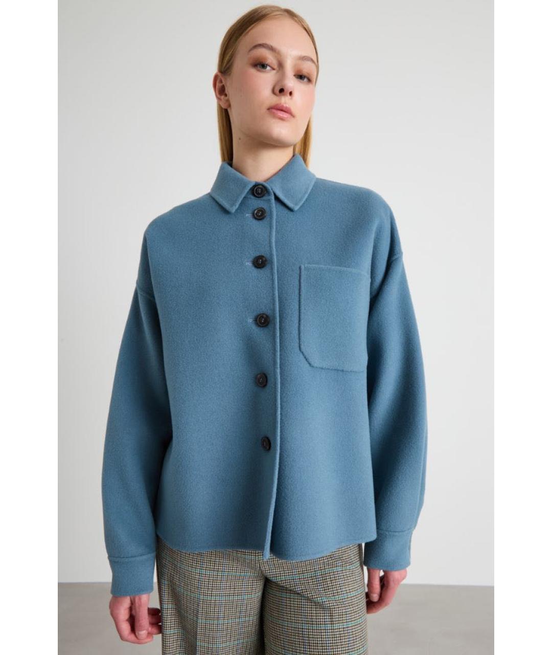 WEEKEND MAX MARA Голубое шерстяное пальто, фото 6