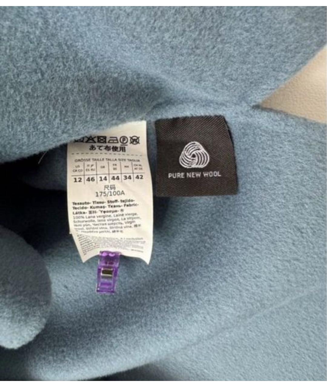 WEEKEND MAX MARA Голубое шерстяное пальто, фото 3