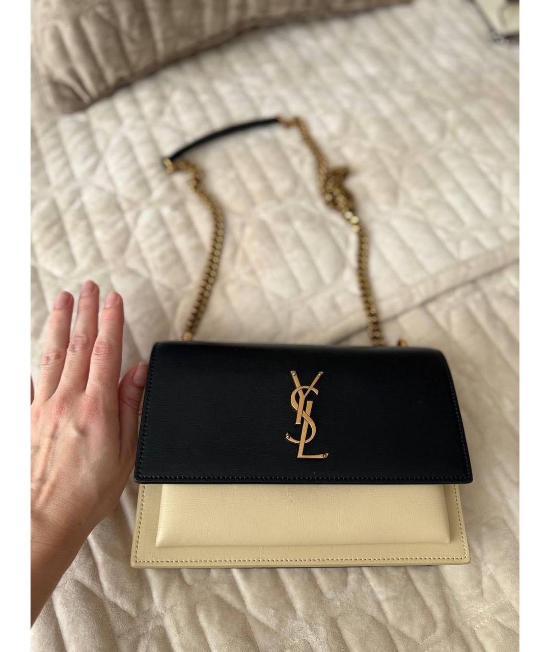 SAINT LAURENT Черная кожаная сумка через плечо, фото 2