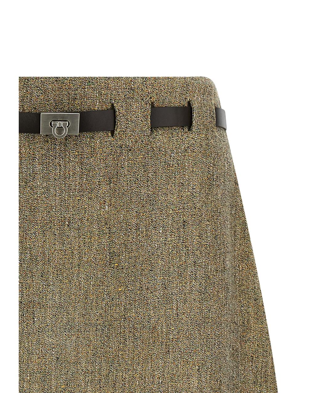 FERRAGAMO Мульти льняная юбка мини, фото 3