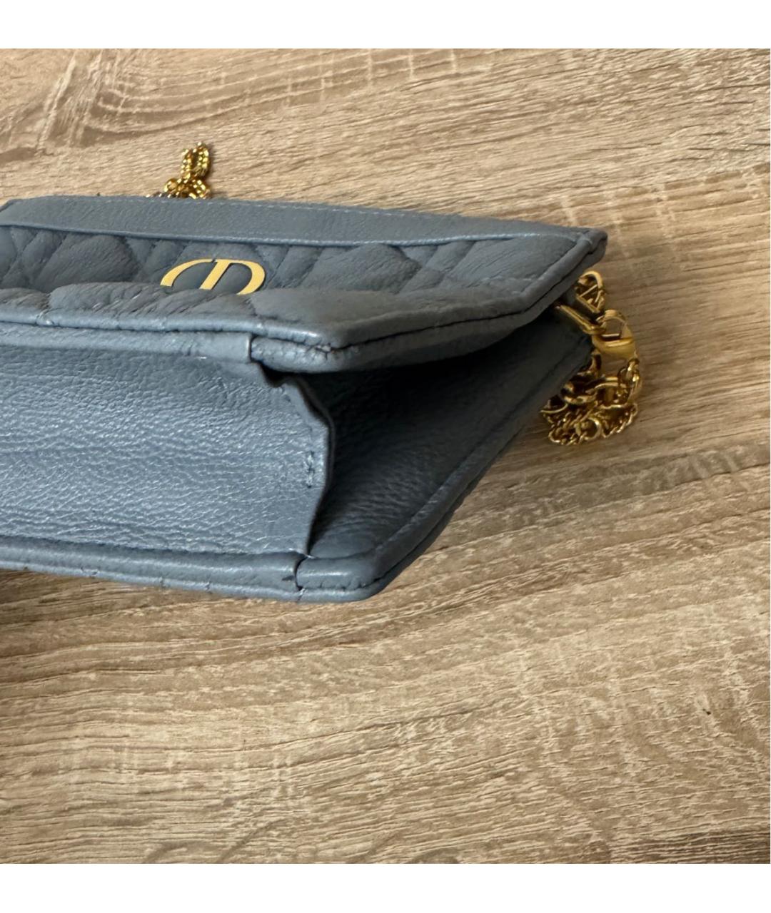 CHRISTIAN DIOR Голубая кожаная сумка через плечо, фото 5