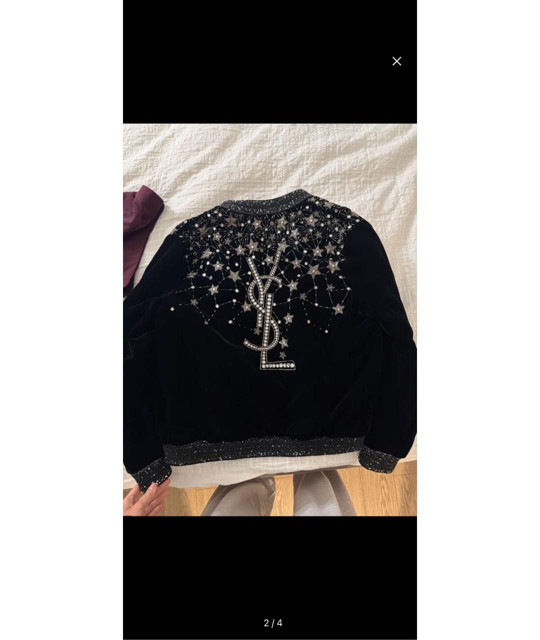 SAINT LAURENT Черная бархатная куртка, фото 2