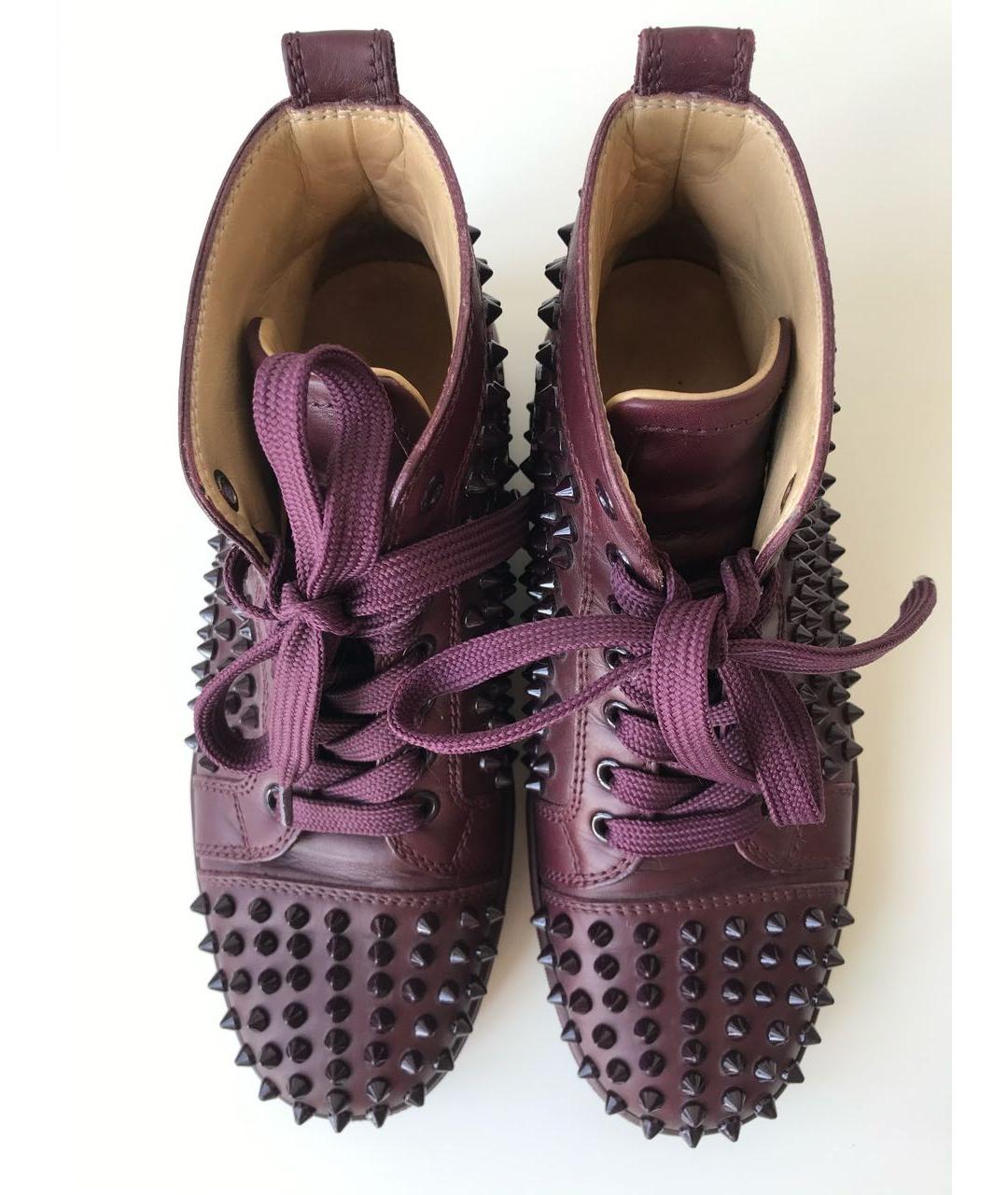 CHRISTIAN LOUBOUTIN Бордовые кожаные кеды, фото 8