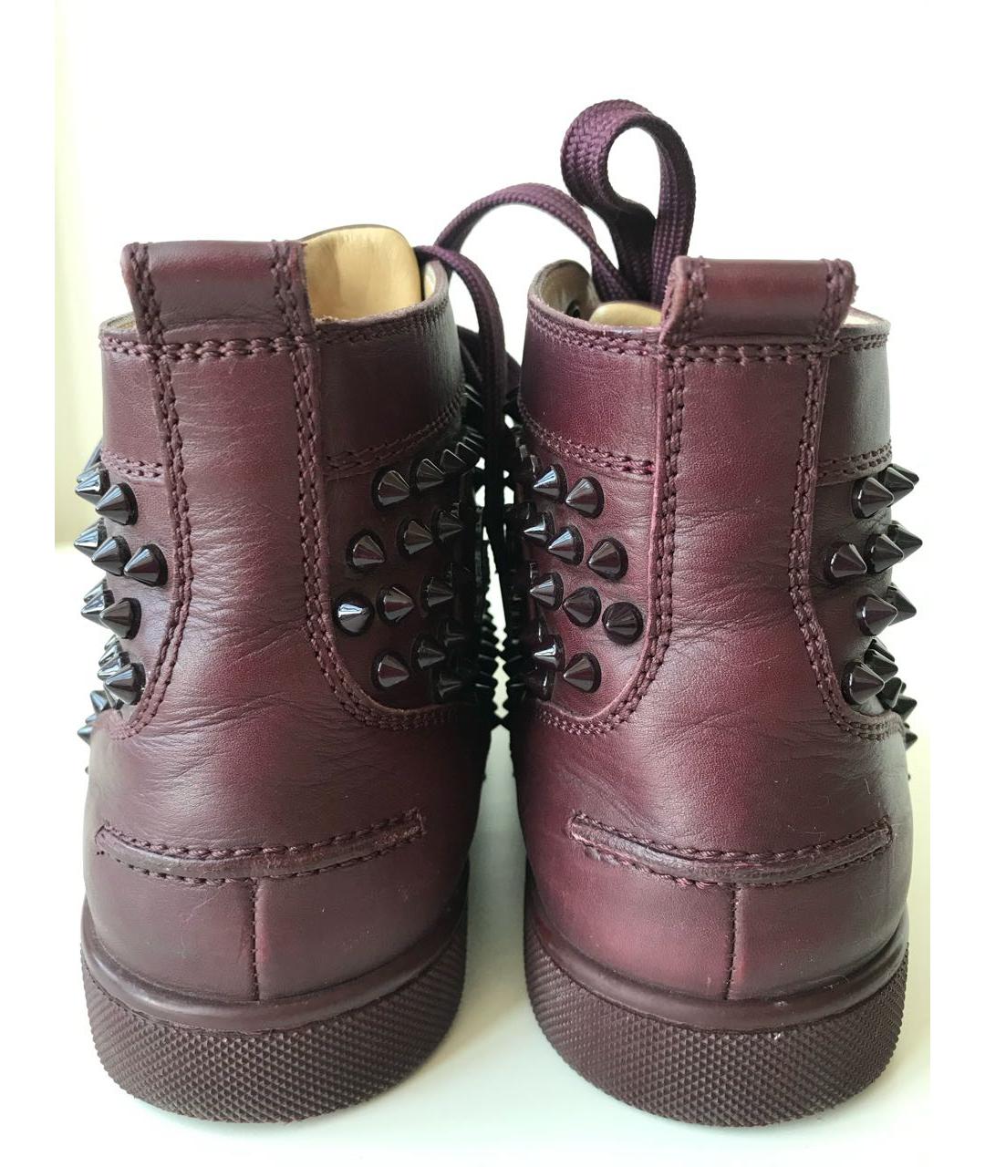 CHRISTIAN LOUBOUTIN Бордовые кожаные кеды, фото 5