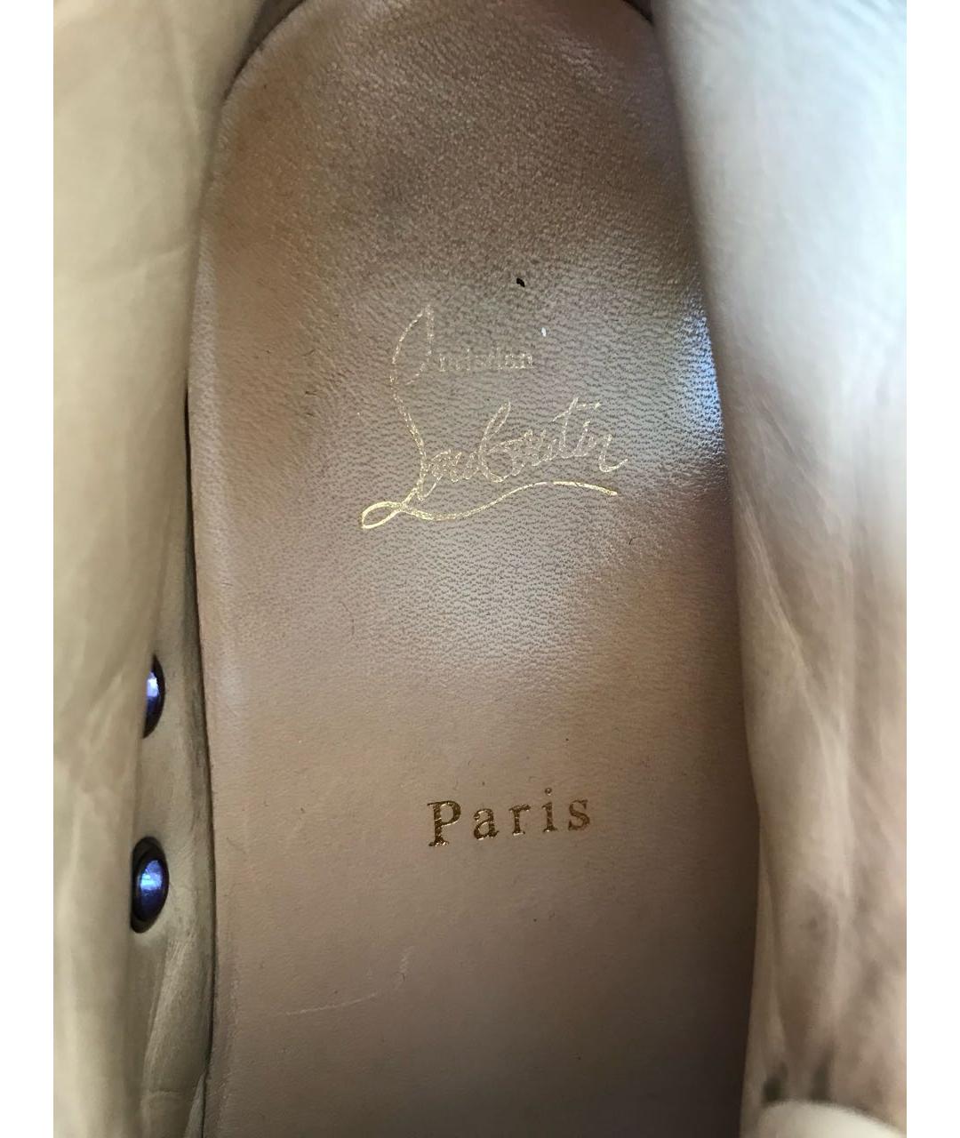 CHRISTIAN LOUBOUTIN Бордовые кожаные кеды, фото 7