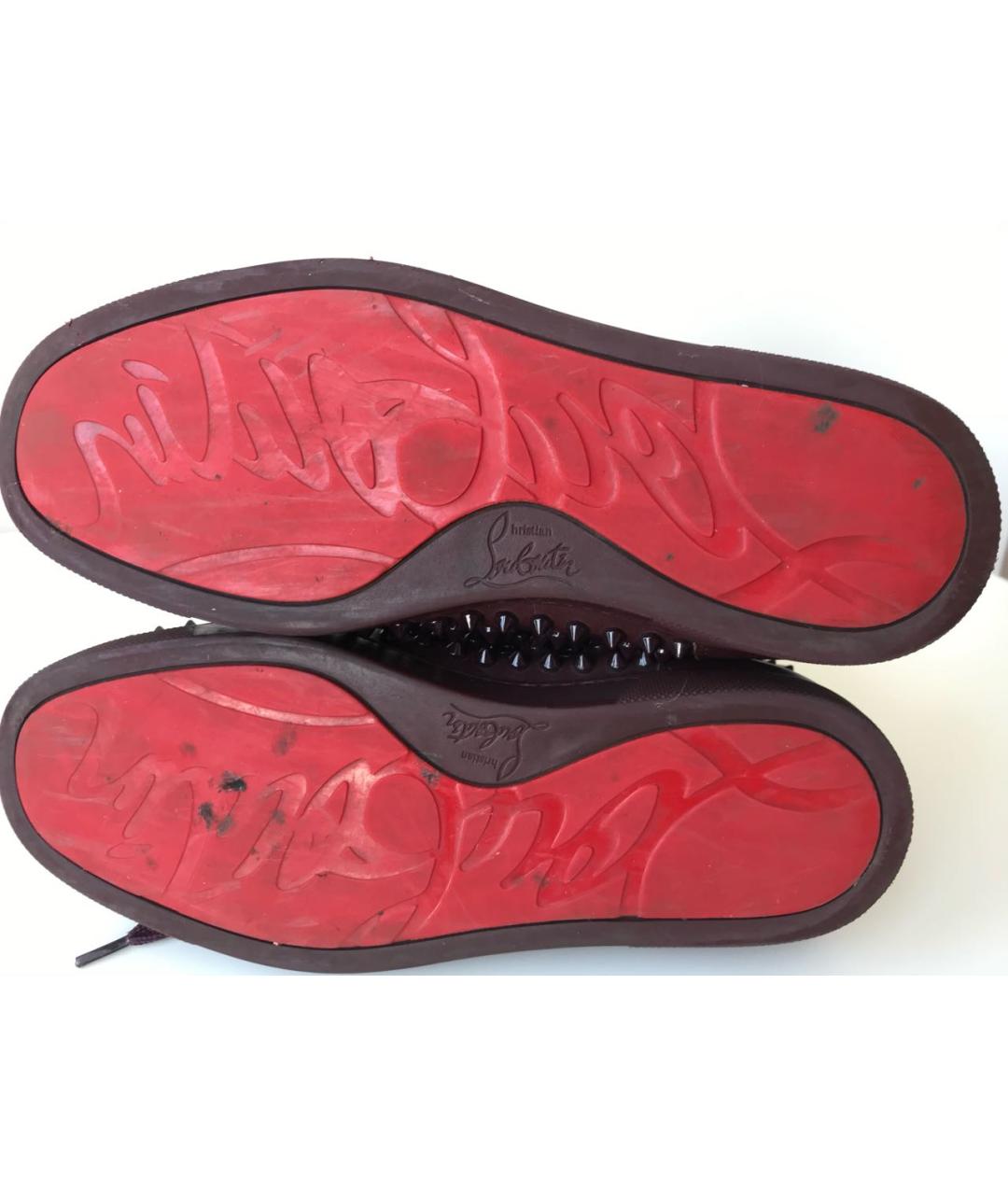 CHRISTIAN LOUBOUTIN Бордовые кожаные кеды, фото 6
