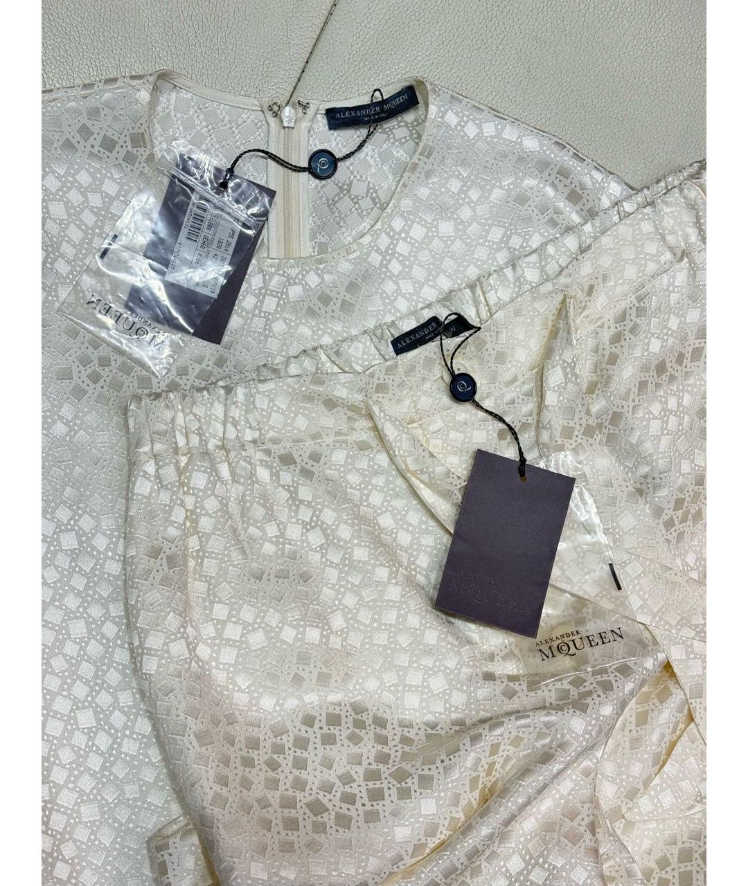 ALEXANDER MCQUEEN Бежевый вискозный костюм с брюками, фото 6