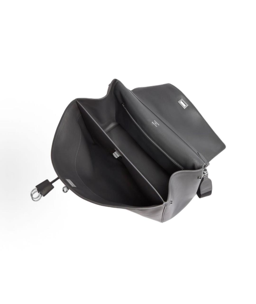 BALENCIAGA Серая кожаная сумка с короткими ручками, фото 4