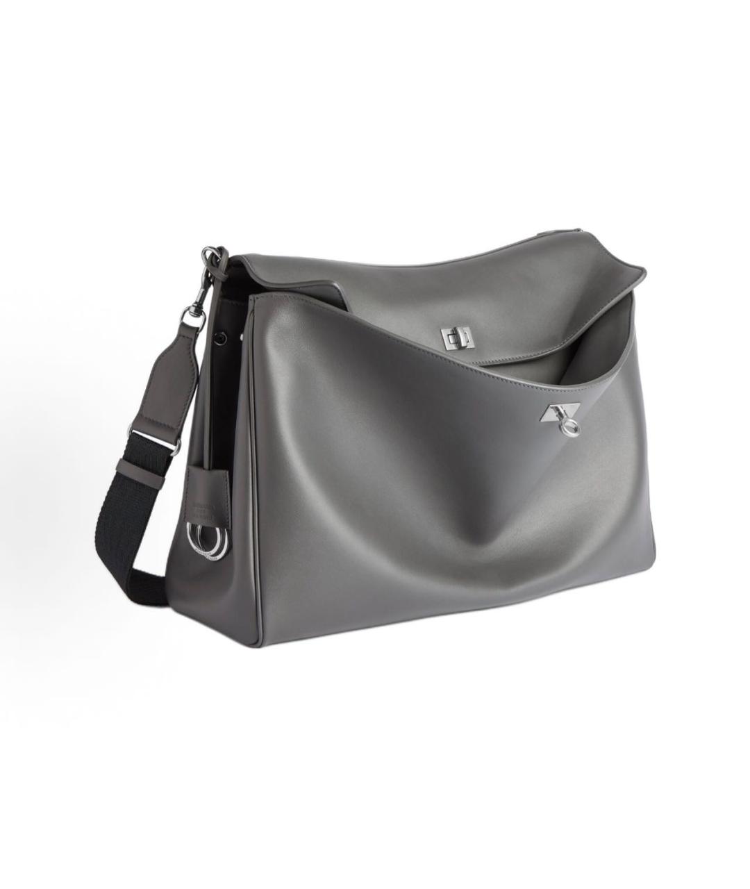 BALENCIAGA Серая кожаная сумка с короткими ручками, фото 2