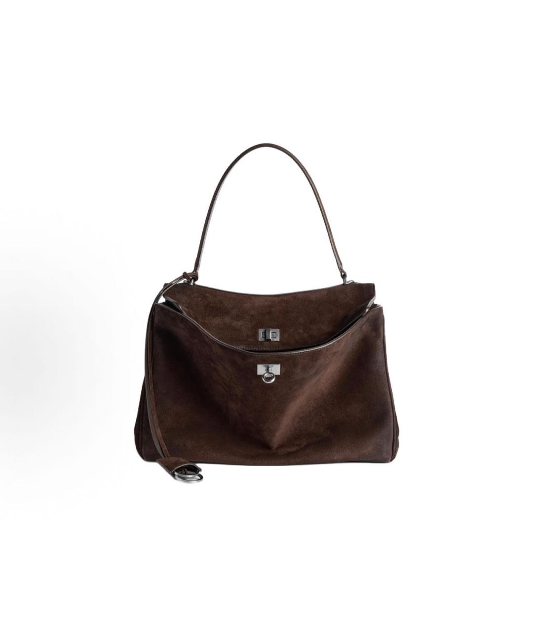 BALENCIAGA Коричневая замшевая сумка с короткими ручками, фото 9