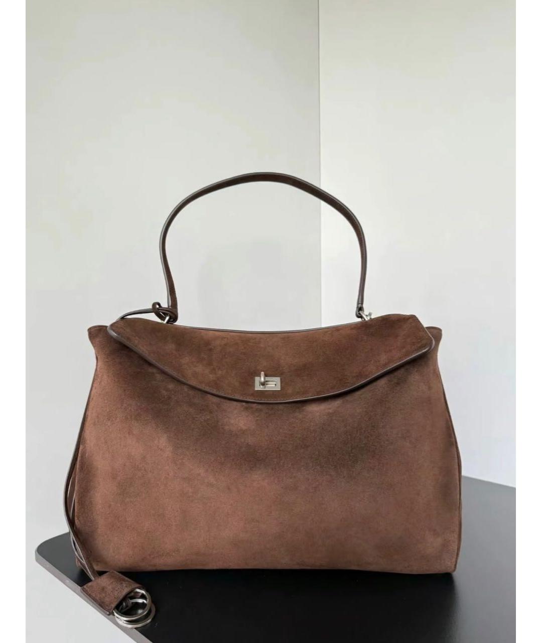 BALENCIAGA Коричневая замшевая сумка с короткими ручками, фото 2