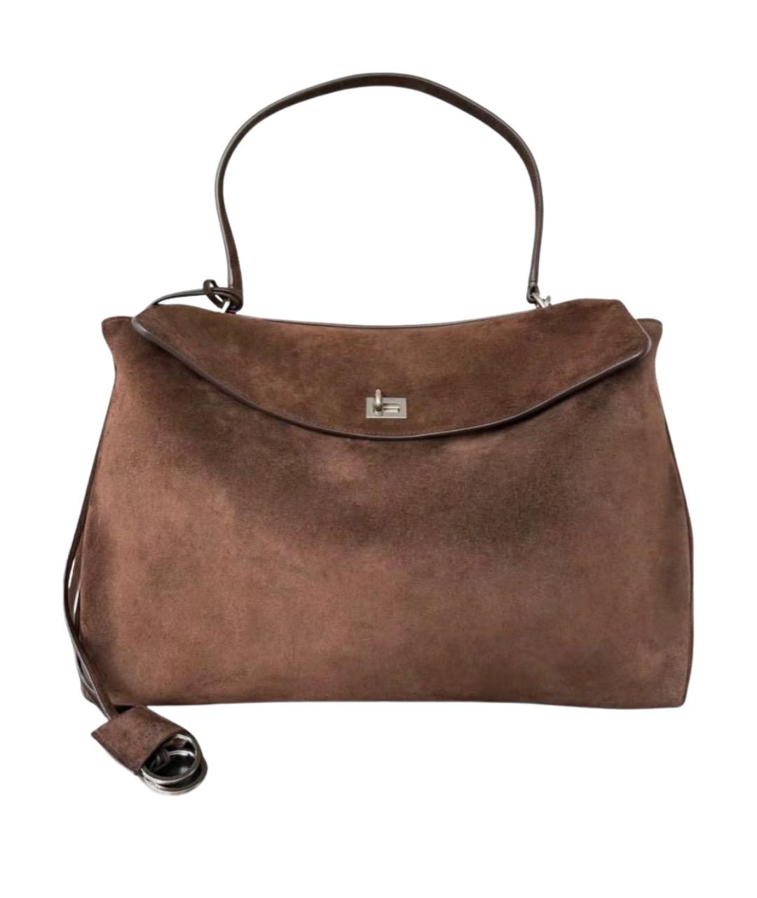 BALENCIAGA Коричневая замшевая сумка с короткими ручками, фото 1