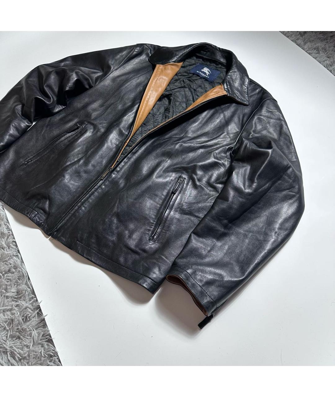 BURBERRY Черная кожаная куртка, фото 4