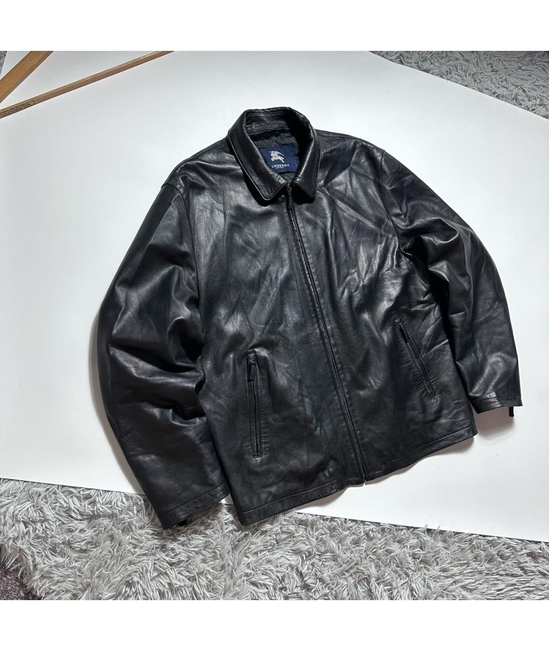 BURBERRY Черная кожаная куртка, фото 2