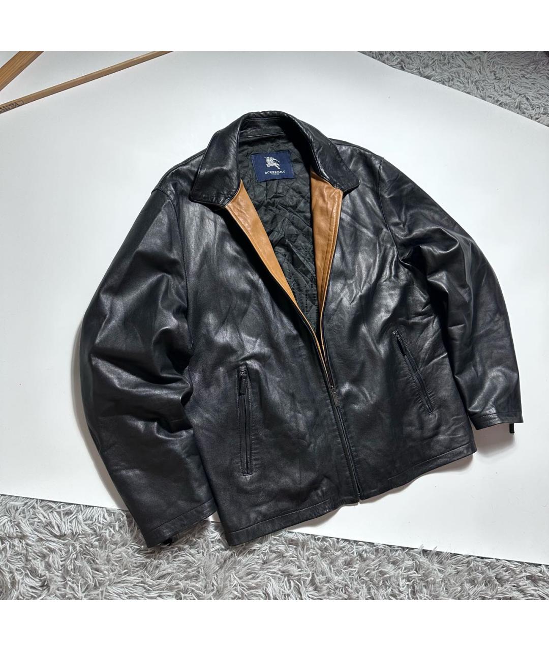 BURBERRY Черная кожаная куртка, фото 3