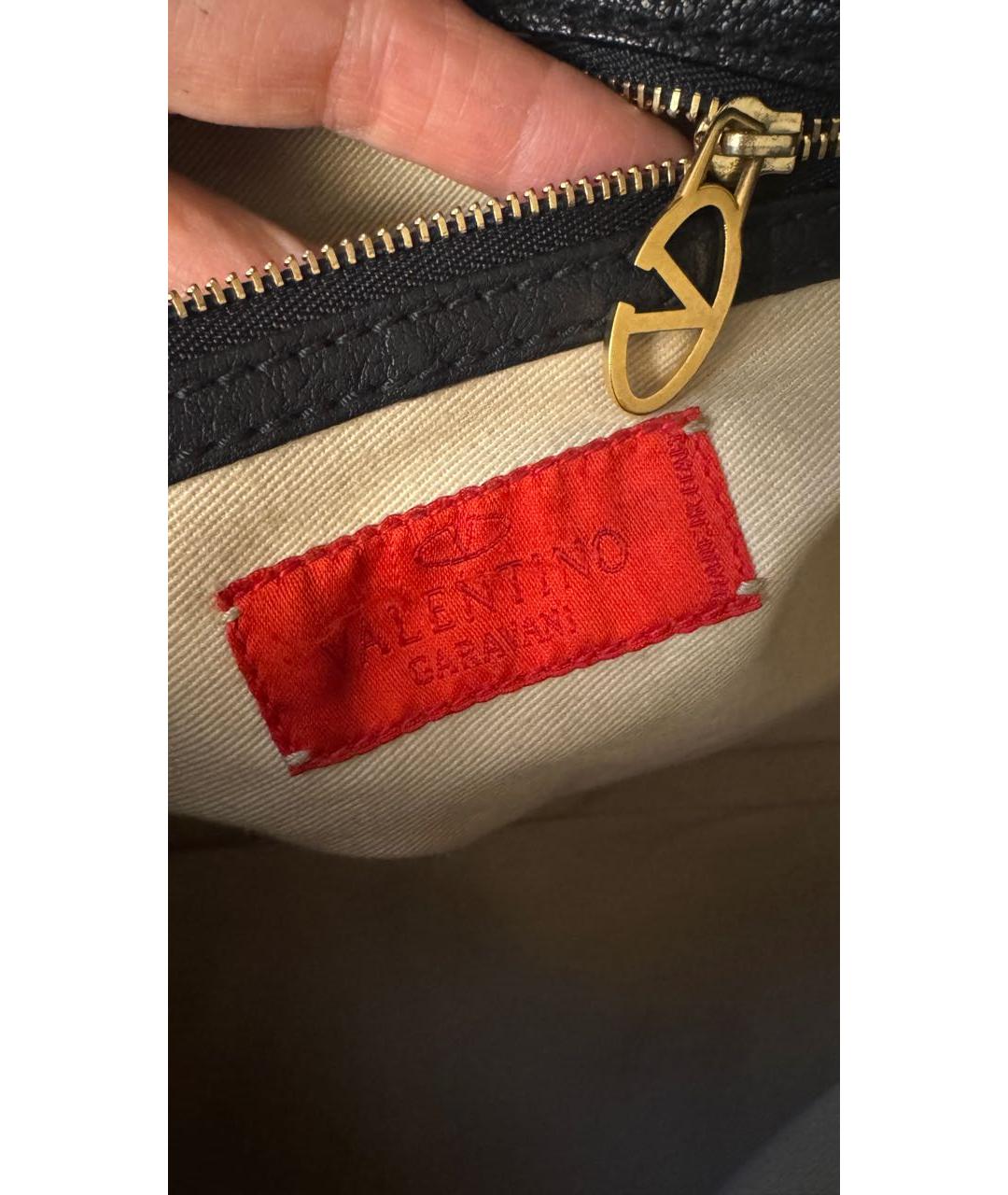 VALENTINO Черная кожаная сумка с короткими ручками, фото 8
