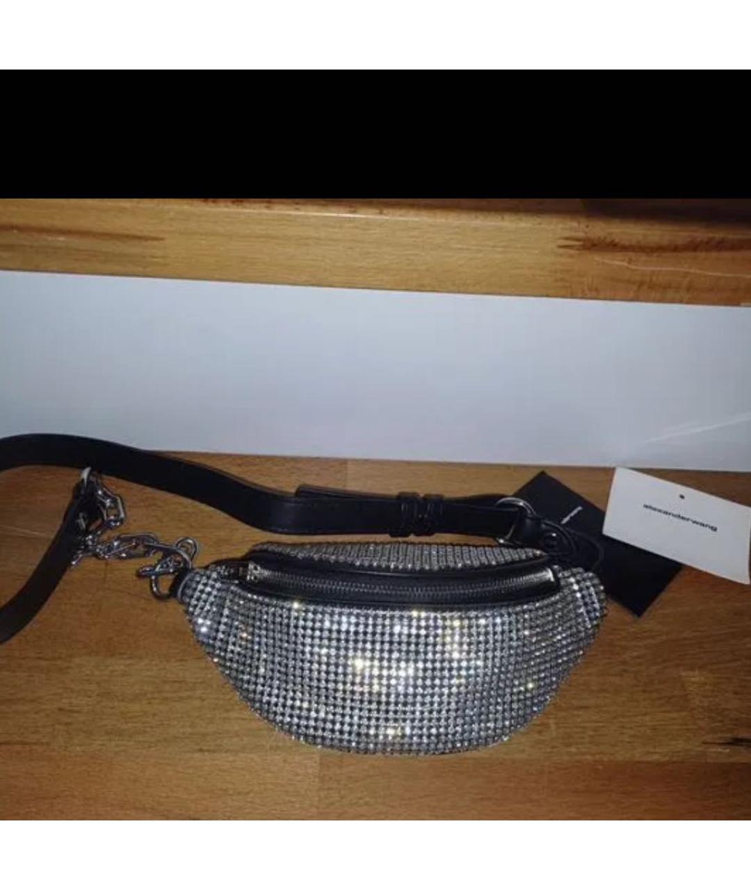 ALEXANDER WANG Серебряная кожаная поясная сумка, фото 4