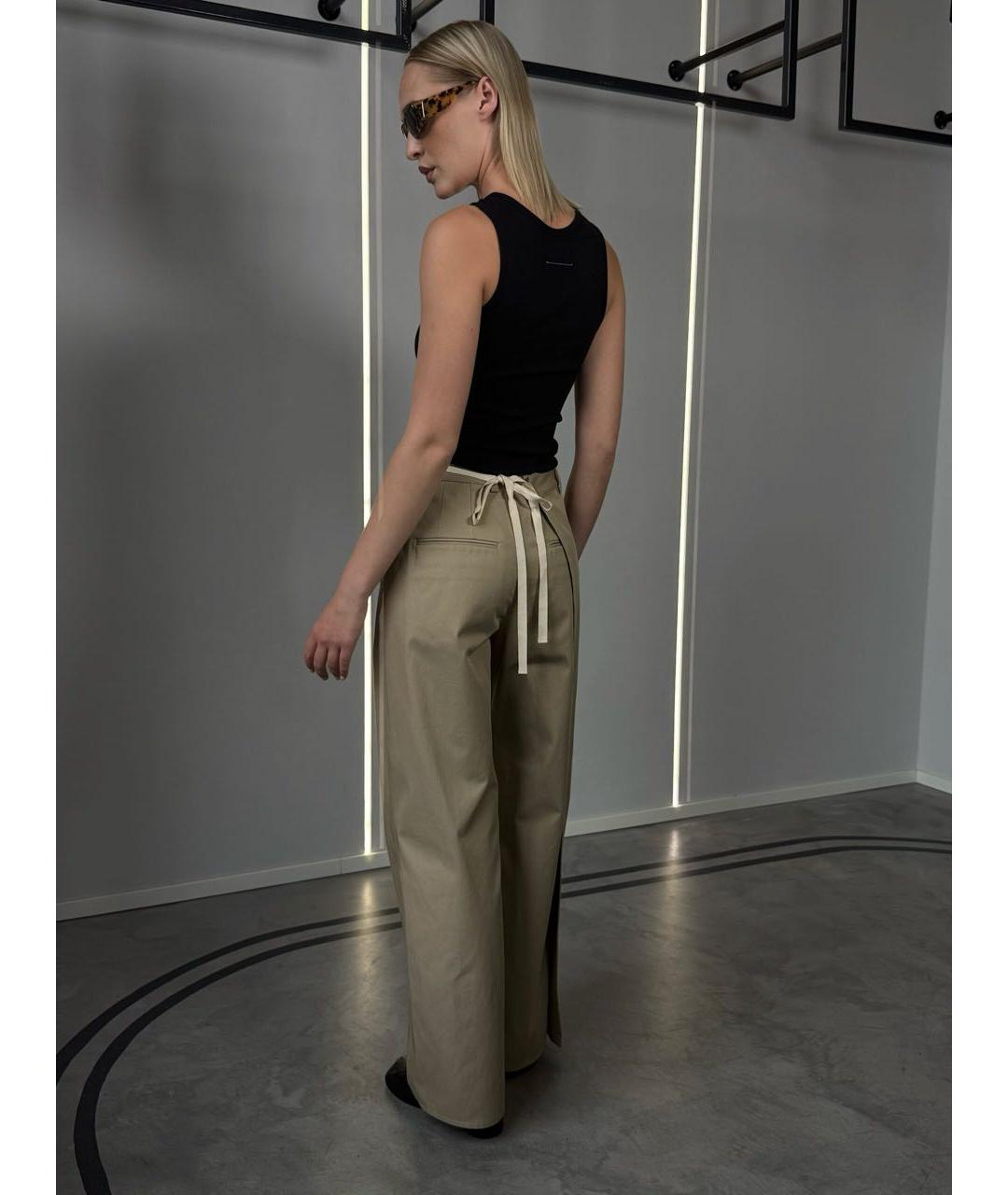 MM6 MAISON MARGIELA Бежевые хлопковые брюки широкие, фото 3