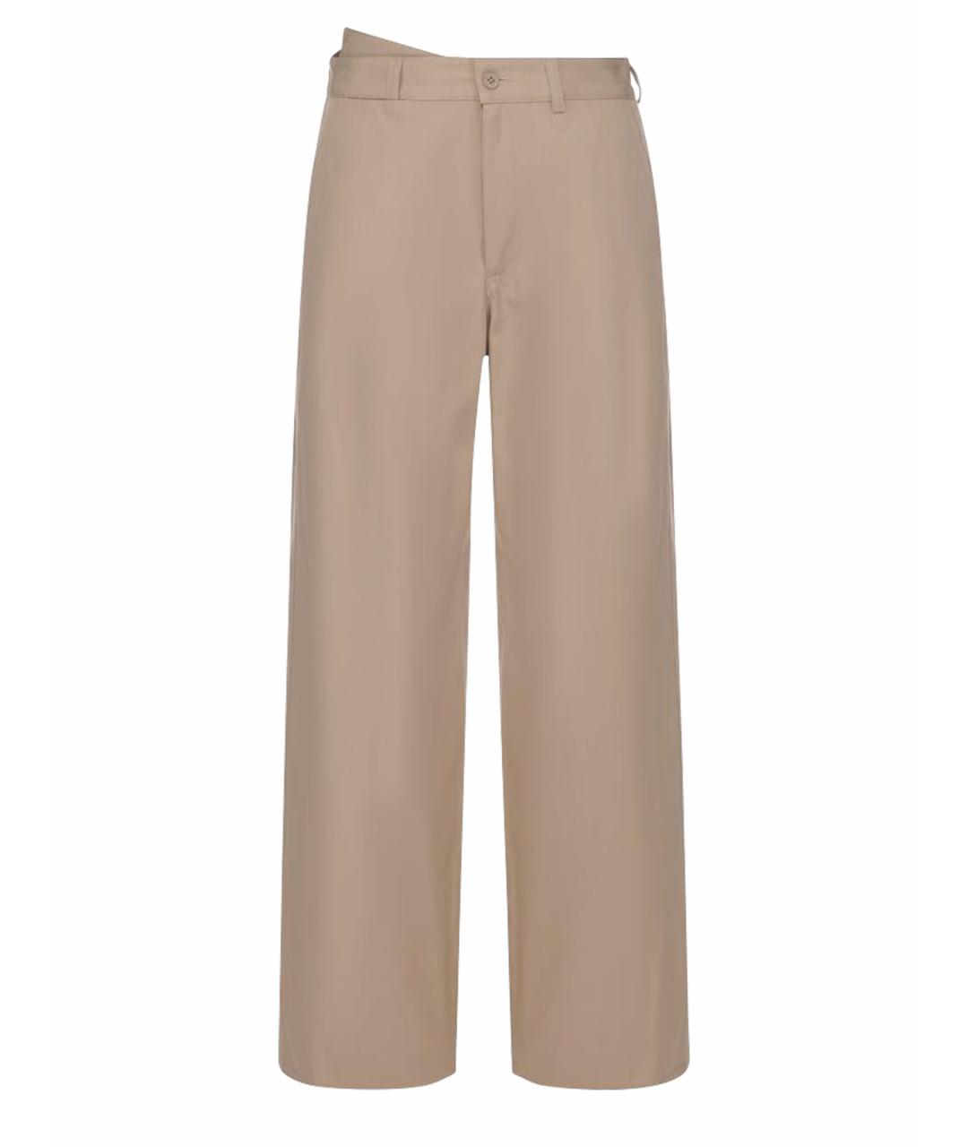 MM6 MAISON MARGIELA Бежевые хлопковые брюки широкие, фото 1