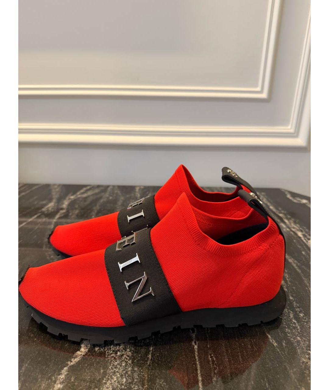 PHILIPP PLEIN Красные текстильные кроссовки, фото 2